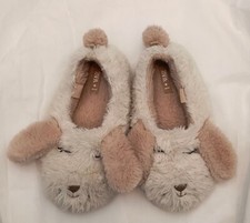 Zara Kids Fluffy Slippers 30/31 EU Beige Animal Design Boys Girls Indoor Shoes