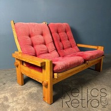 Mid Century Pine Two Seater Pink Sofa By Yngve Ekström For Swedese Vintage Retro