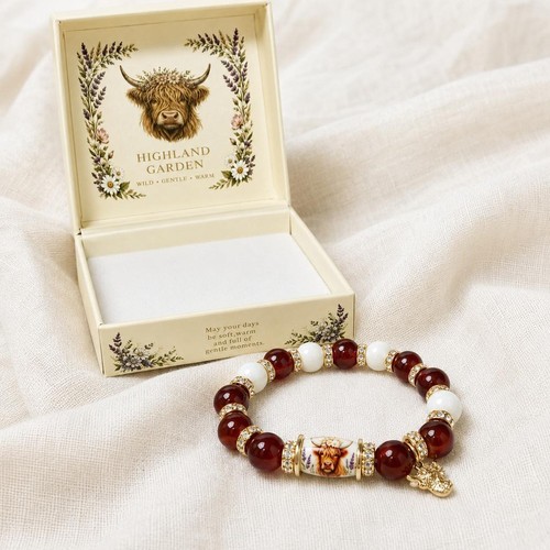 Highland cow beaded bracelet - cow,