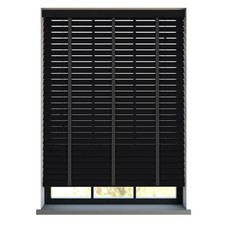 BLACK FAUX WOOD STRING VENETIAN WOODEN BLIND, Width 560mm Drop 470mm