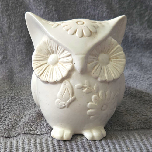 White ceramic owl - ceramic, figurine