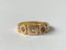 Antique Victorian 15ct Gold Diamond & Pearl Trilogy Ring- 1892 - Size N