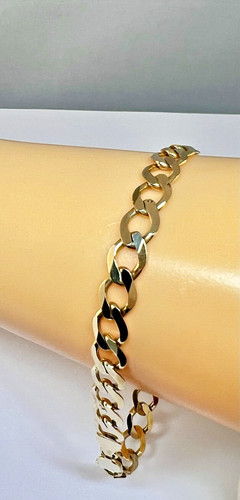 9ct gold mens curb bracelet - gold,
