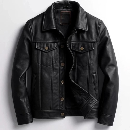 Men black real leather - men's,