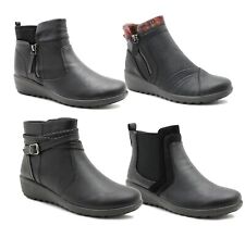Womens Ankle Boots Zip Up Low