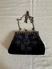 Country Casuals purple velvet and beaded evening bag. long strap