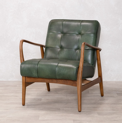 Forest green leather armchair - leather,