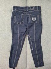 Mountain Horse Women Blue Denim Breeches Capri Pants Trousers Tights Size 30