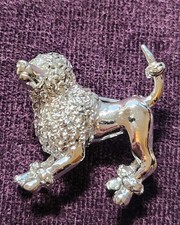 A Cute Vintage Bright Silver Tone poodle Brooch