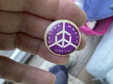 Vintage Easter March 1965 CND Sign stop the bomb war pin Badge peace Not War