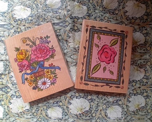 Large wooden rubber stamps - x2,
