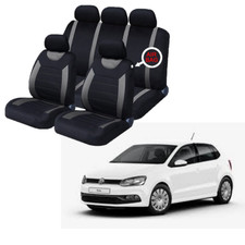 FOR VW Polo Black & Grey Car Seat Covers Protectors Full Set Washable Pet