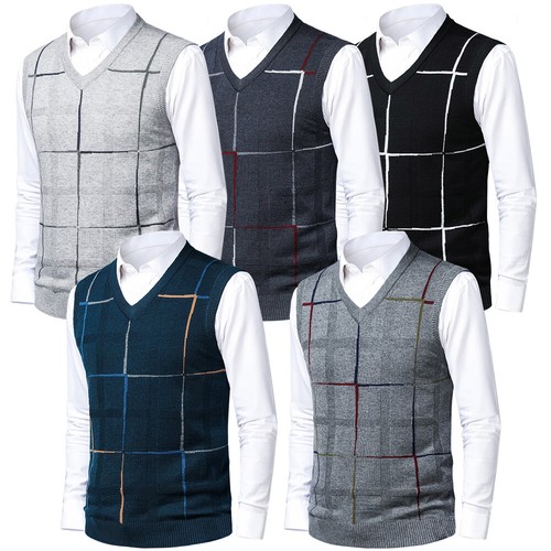 Mens checked neck knit - mens,