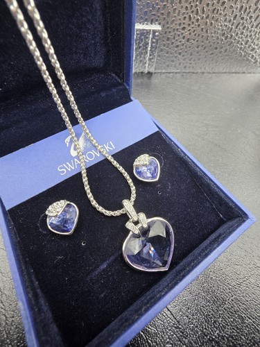 Purple swarovski necklace and - purple,