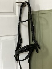 Black Patent Rolled Double Bridle Full Size