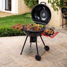 Classic Kettle Charcoal Grill BBQ 57cm Grill Area with Lid+Bowl & Table Shelves