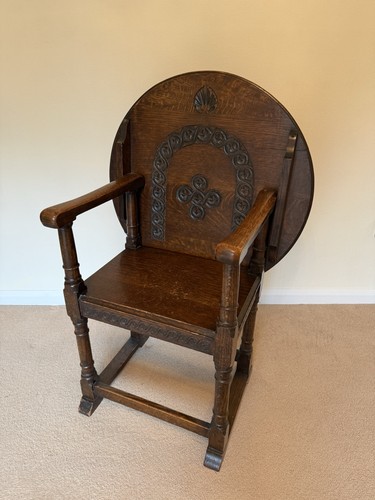 Antique oak monk chair - antique,