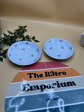 Dakin English Bone China Tea Set Replacements Saucer X2 White Print & Gold