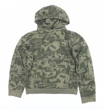 Urban Outlaws Boys Green Pullover Hoodie 13-14Y Skateboard Print Cotton