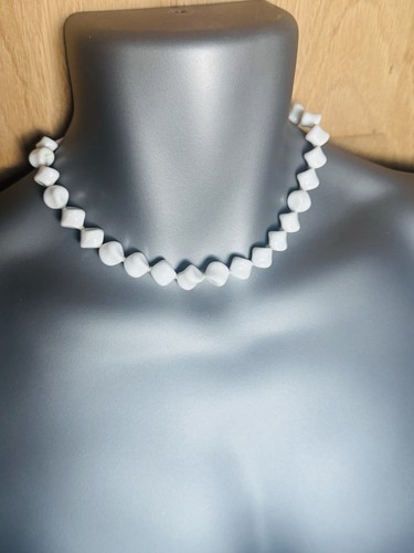 Chunky white square bead - square,