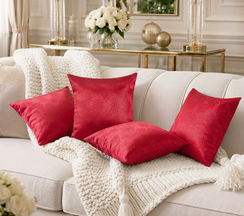 Set red daisy cushion - 4,