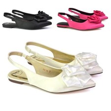 Womens Flat Slingback Satin