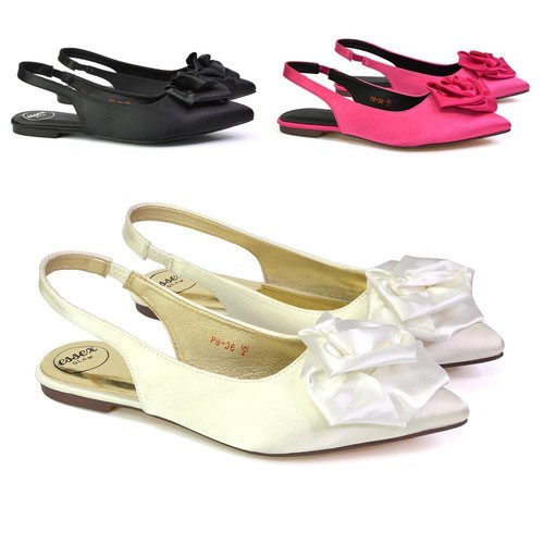 Womens flat slingback satin - flat,