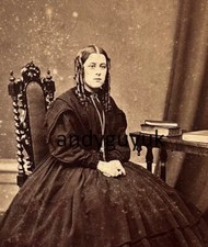 CDV LADY VERY LONG RINGLETS IN HER HAIR BY BEALES ALBUM BOOK FASHION DRESS