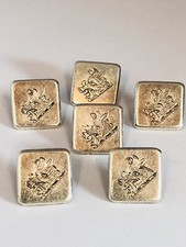 6 Antique Silver Scottish Crest Buttons c1880 Clan Campbell? Hallmarked Rw