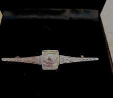 Hallmarked Alexander Ritchie Iona Sterling Silver Viking Long Boat Bar Brooch