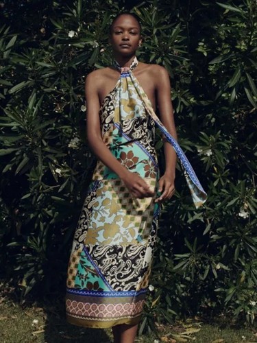 New zara patchwork print satin - print,