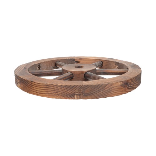 Beige wooden wagon wheel - wagon, wall