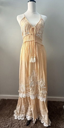 Peach boho embroidered - embroidered, sequin