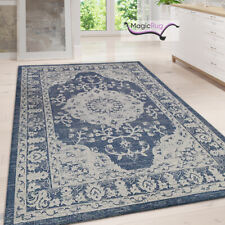 Navy Blue and Grey Rug Runner