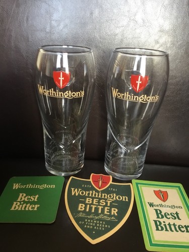 Worthingtons ale pint glasses - ale,