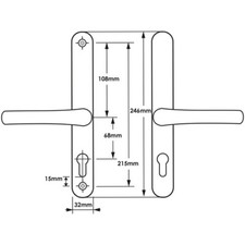 Door Handle Fullex 68mm Sprung Lever Lever Or Lever Pad 215mm Sprung Upvc Handle