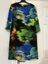 3/4 Sleeve Gok Wan ‘TU’ Green & Blue Tunic Dress - Size 10