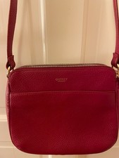 BNWOT GORGEOUS DARK RED LEATHER OSPREY CROSS BODY BAG RRP £200 POCKETS/DUSTBAG