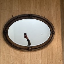 Vintage  Art Deco Large Oval Mirror Bevelled Edge