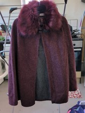 Burgundy Fur Collared Cape