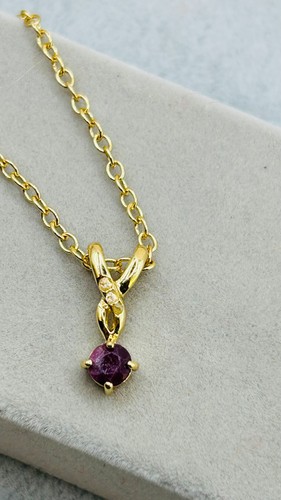 Gold tone chain real garnet - chain, &