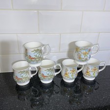 Vintage Elizabethan Country Garden & Butterflies Fine Bone China set of 6 Mugs 