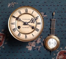 5" Diameter Vienna Wall Clock Dial, Movement, Pendulum For Spares.