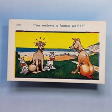 Saucy Comic Postcard C1970 Dog Family Dalmation Pup Swallowed A Fountain Pen