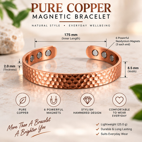 Pure copper magnetic bracelet - magnetic,