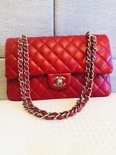Chanel Lambskin Medium Classic Flap Bag, Lipstick Red, full set, excellent cond.