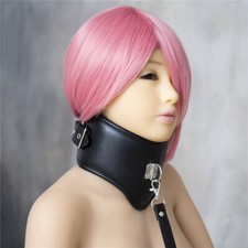 PU Leather Posture Neck Collar Leash Chain Restraints Corset Slave BDSM Woman