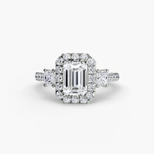 Three-Stone Halo Engagement