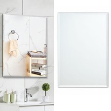 Large Rectangle Bevelled Glass Frameless Mirror Stick on Wall Bathroom Mirror UK