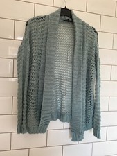 WAREHOUSE Loose Knit Cardigan fits 6 8 10 Duck Egg Blue Breakfast Tiffanys Chic